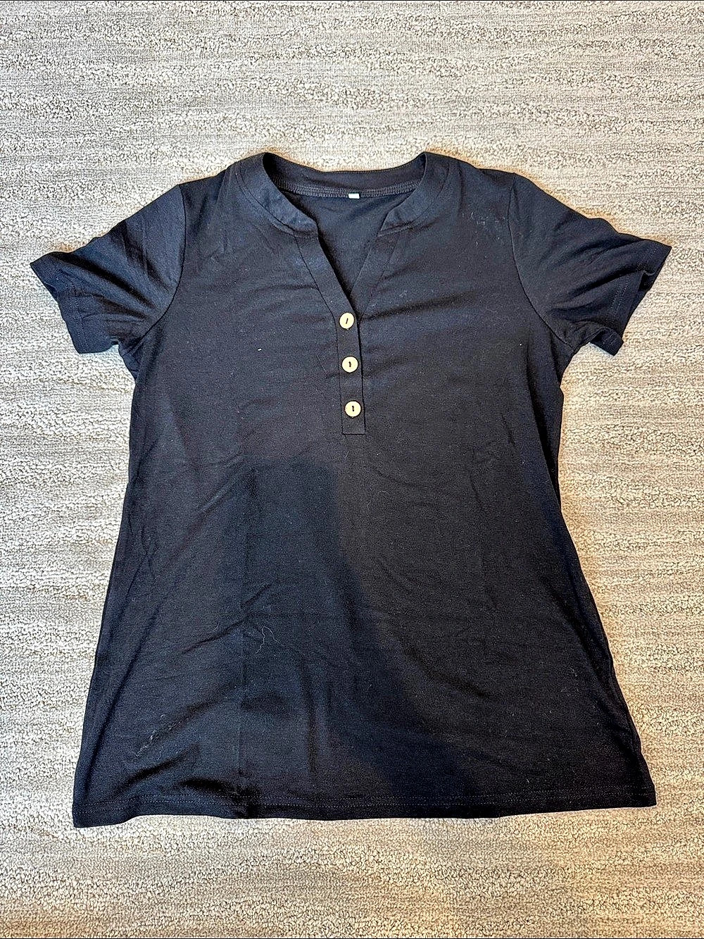 Black Short Sleeve Henley Top